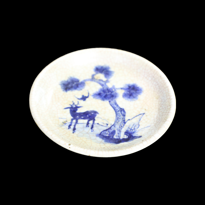 哥(gē)釉青花(huā)福禄图盘