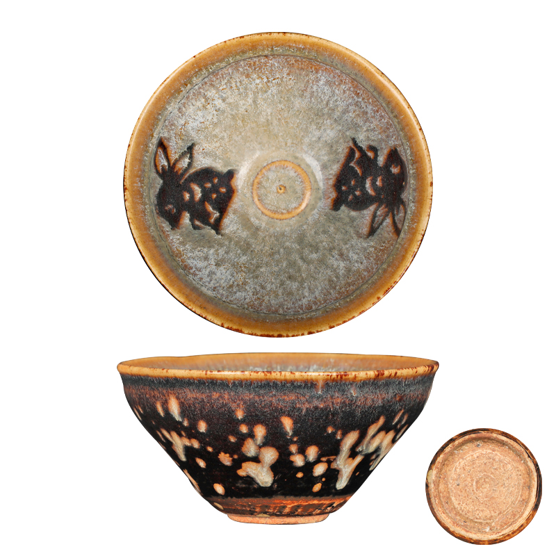 吉州窑贴花(huā)兔纹碗