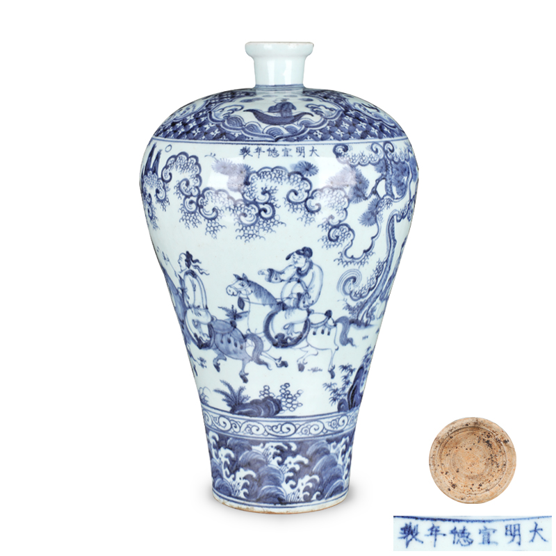 大明宣德(dé)年制 青花(huā)人物(wù)故事纹梅瓶