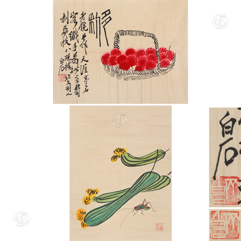 齐白石画作(zuò)两幅一组